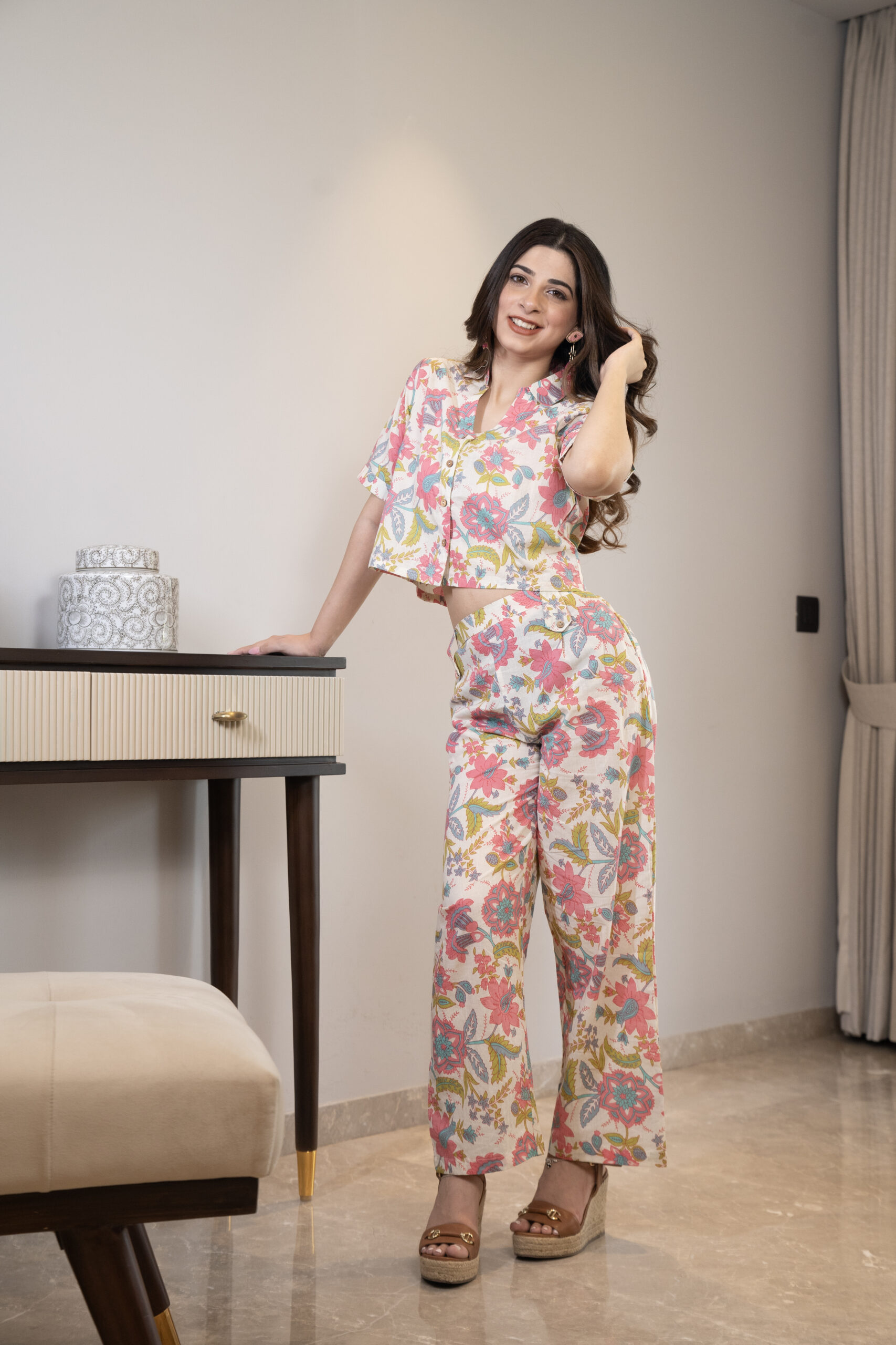 Mulicoloured short top with pants (Co-ord Set)