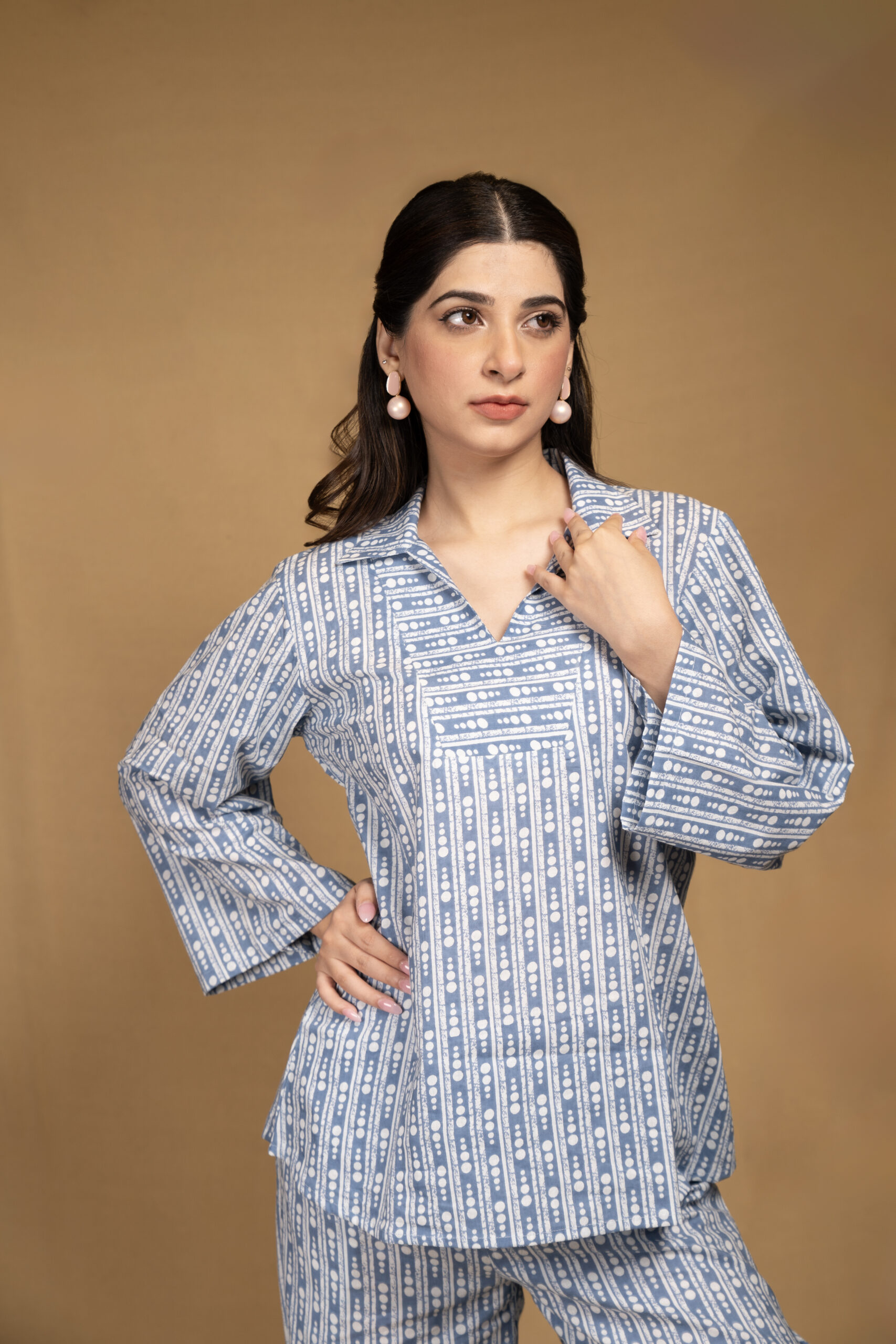 Blue dotted print co-ord set - Image 6