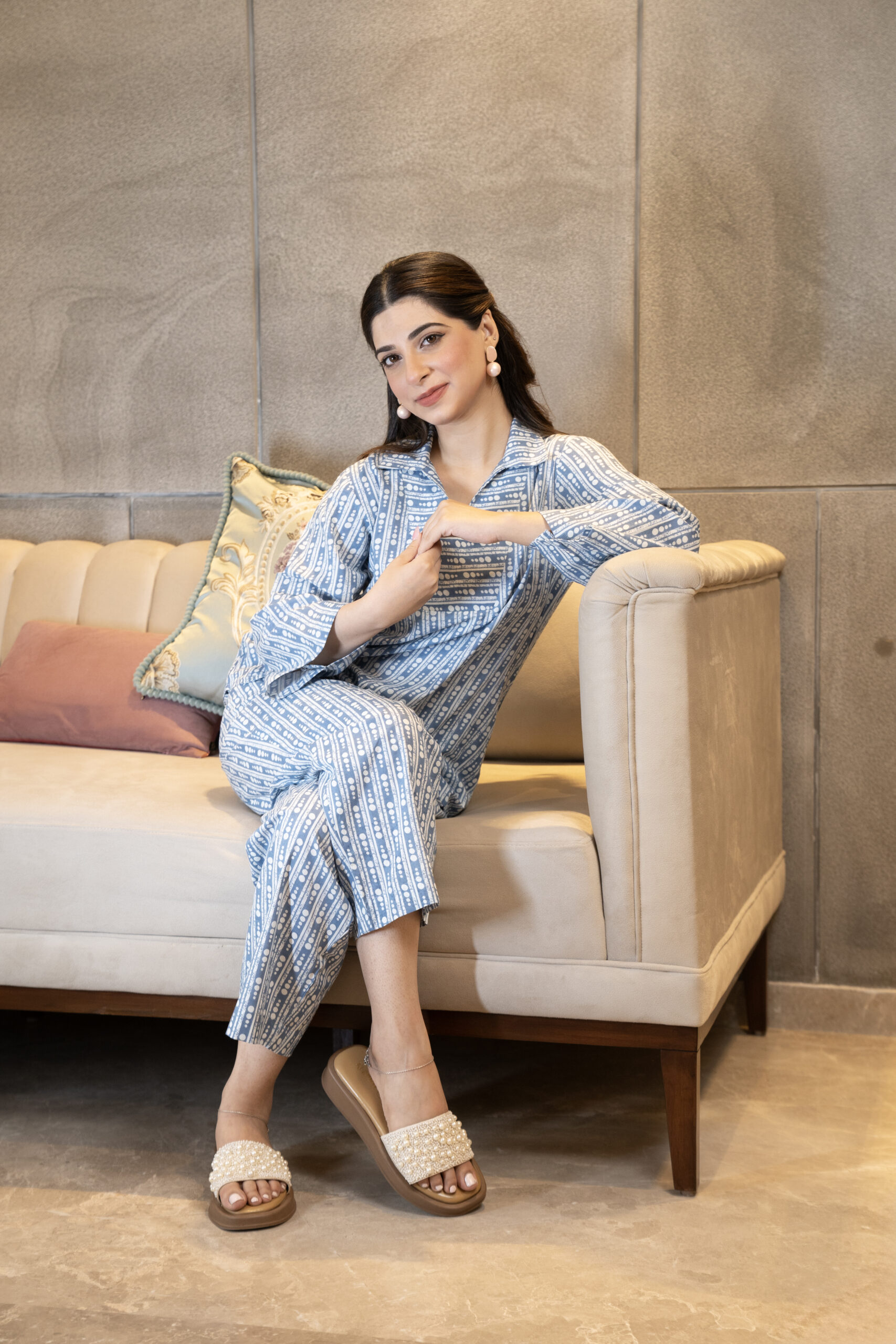 Blue dotted print co-ord set