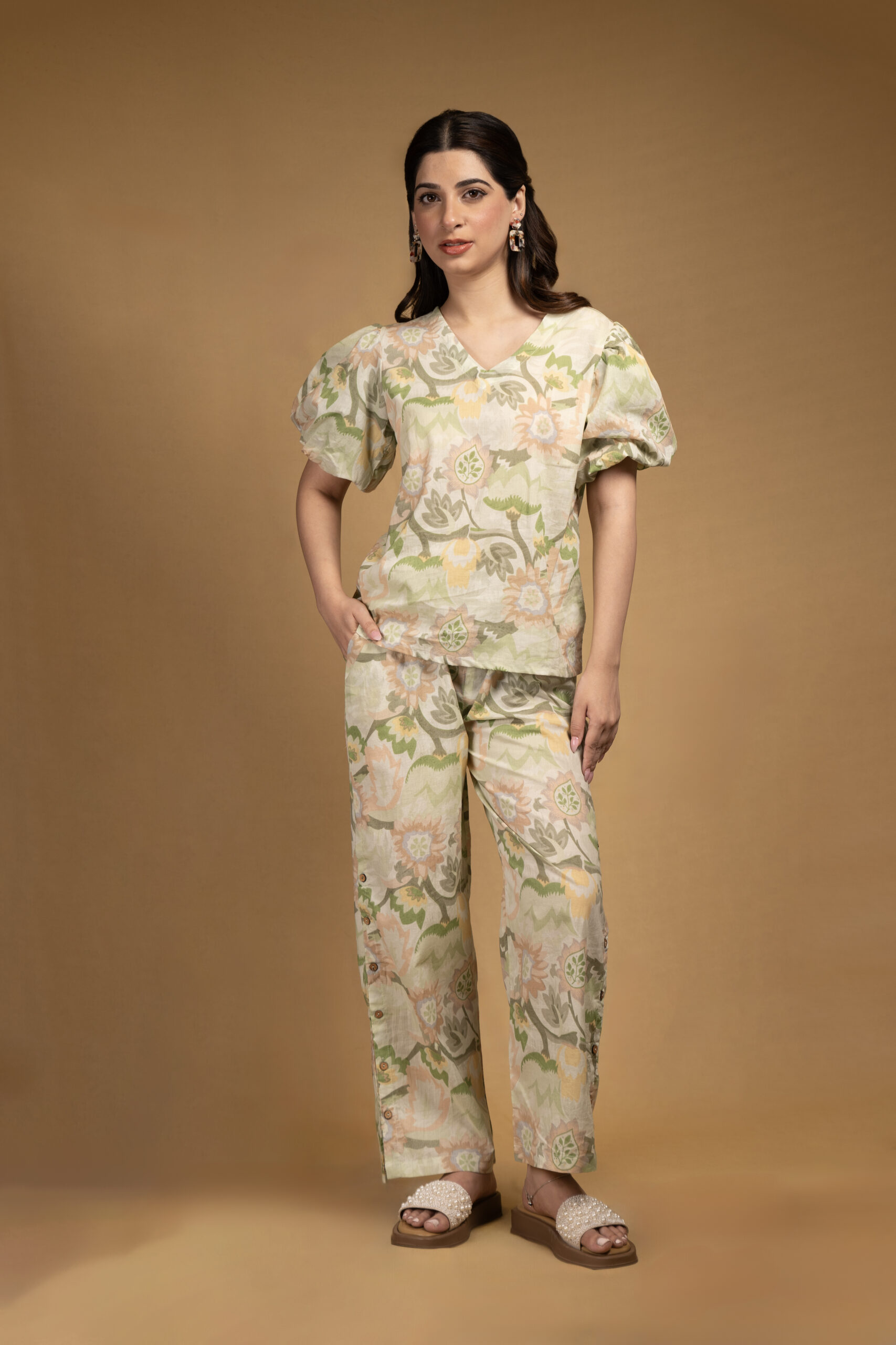 Light green Balloon sleeves coord set - Image 4