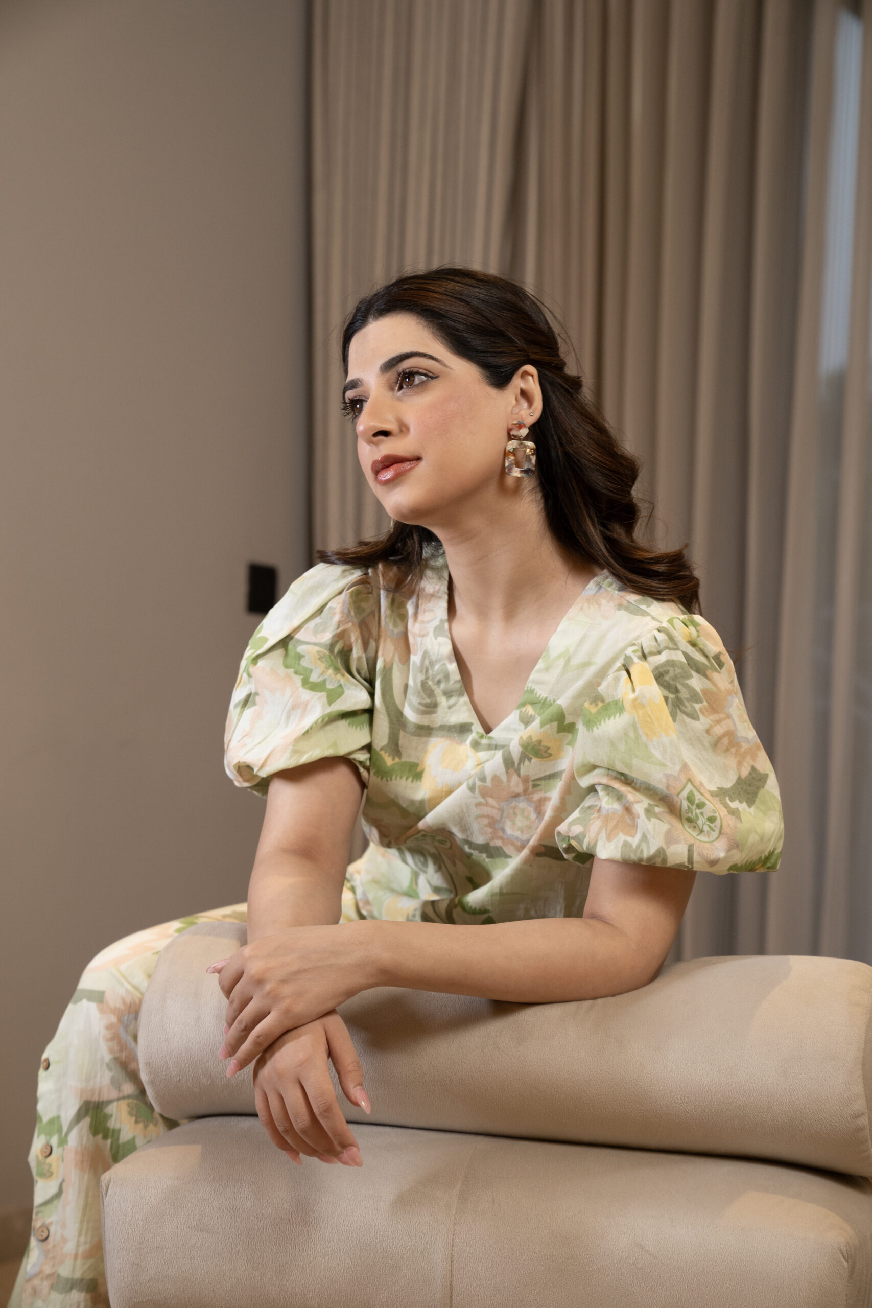 Light green Balloon sleeves coord set - Image 2