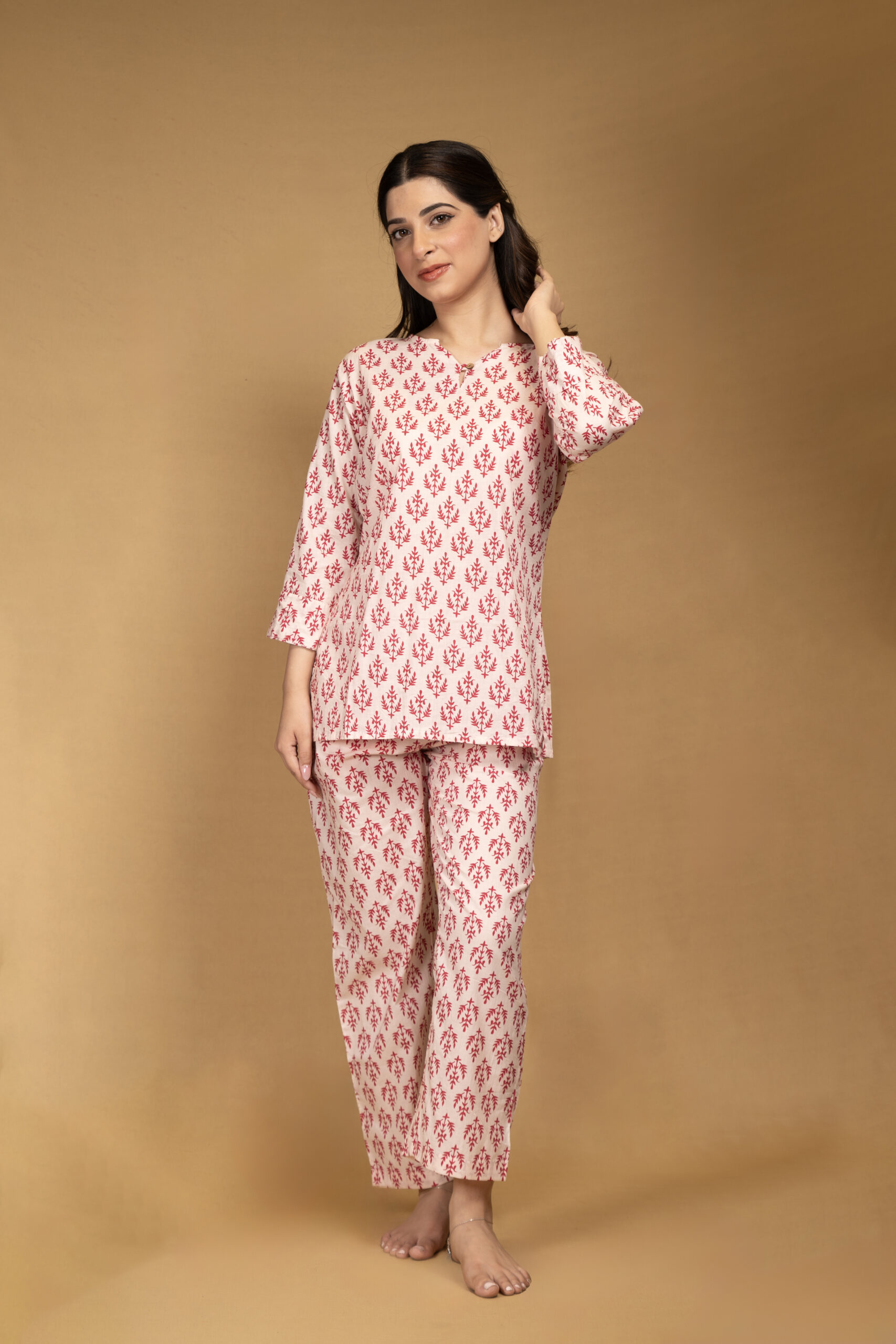 White printed lounge wear set - Image 5
